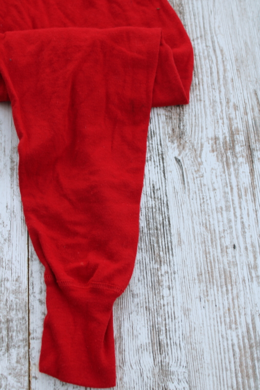 photo of old fashioned vintage red cotton union suit, winter long underwear work clothes or Santa style! #4